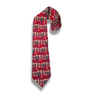 UNICEF Vintage Silk Necktie Nutcracker Christmas Red Holiday Charity Made USA OS